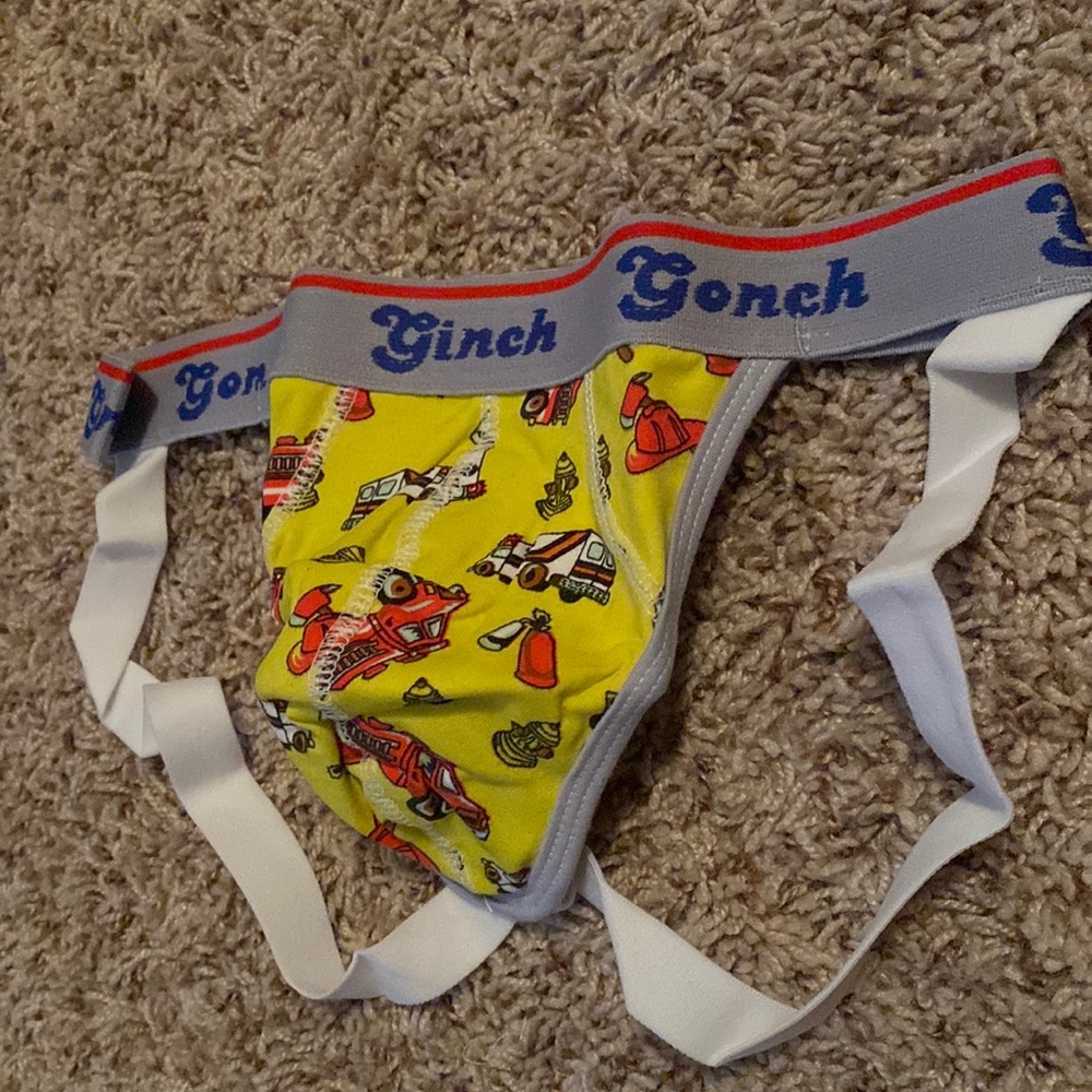 Yellow medium fire truck jockstrap